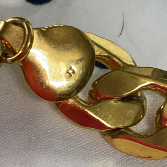 Fashion yellow solid gold filled Cuban chain necklace and bracelet - Picture 4 of 7